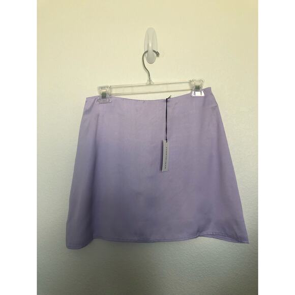 WeWoreWhat Heather Purple Lavender Satin Charmeuse Mini Slip Skirt - M - Picture 3 of 5